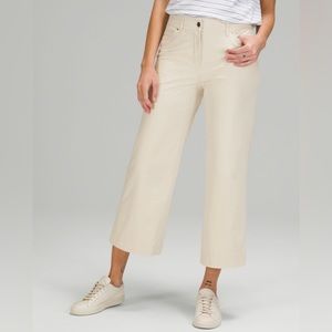 Lululemon City Sleek 5 Pocket Wide Leg Pant in White 7/8 Length